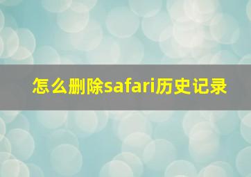 怎么删除safari历史记录