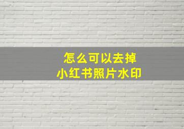 怎么可以去掉小红书照片水印