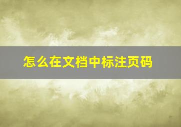 怎么在文档中标注页码