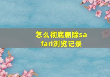 怎么彻底删除safari浏览记录