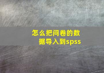 怎么把问卷的数据导入到spss