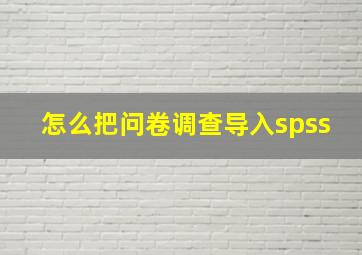 怎么把问卷调查导入spss