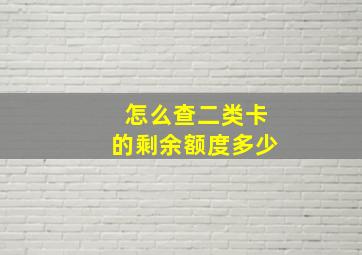 怎么查二类卡的剩余额度多少