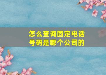 怎么查询固定电话号码是哪个公司的