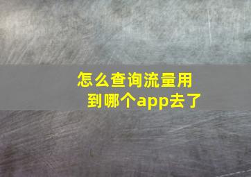 怎么查询流量用到哪个app去了