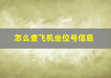 怎么查飞机坐位号信息