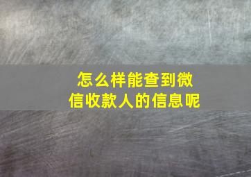 怎么样能查到微信收款人的信息呢