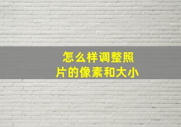 怎么样调整照片的像素和大小