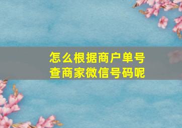 怎么根据商户单号查商家微信号码呢