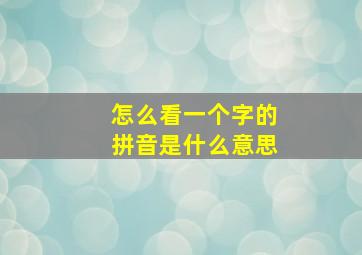 怎么看一个字的拼音是什么意思