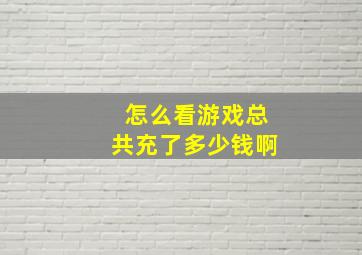 怎么看游戏总共充了多少钱啊