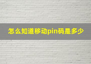 怎么知道移动pin码是多少