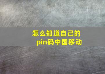 怎么知道自己的pin码中国移动