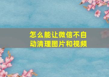 怎么能让微信不自动清理图片和视频