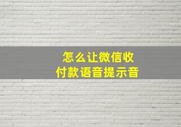 怎么让微信收付款语音提示音