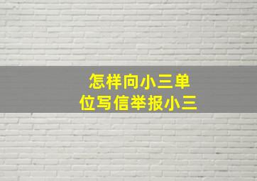 怎样向小三单位写信举报小三