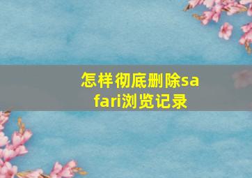 怎样彻底删除safari浏览记录