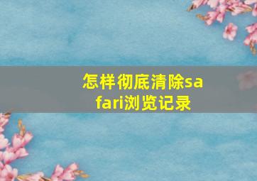 怎样彻底清除safari浏览记录