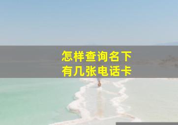 怎样查询名下有几张电话卡