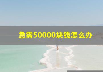 急需50000块钱怎么办