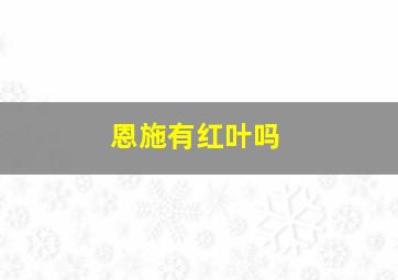 恩施有红叶吗