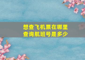 想查飞机票在哪里查询航班号是多少