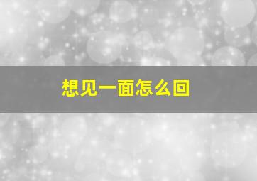 想见一面怎么回