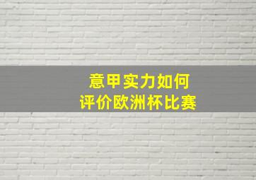 意甲实力如何评价欧洲杯比赛