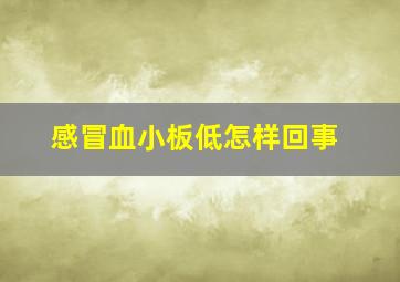 感冒血小板低怎样回事