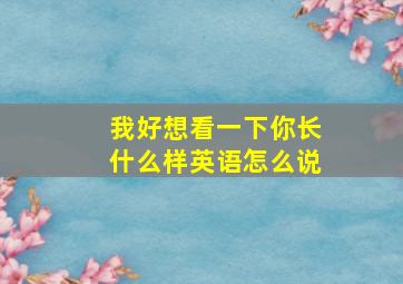 我好想看一下你长什么样英语怎么说