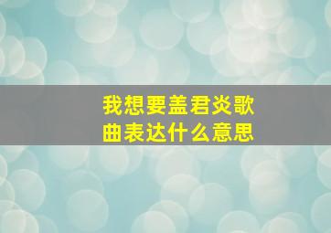 我想要盖君炎歌曲表达什么意思