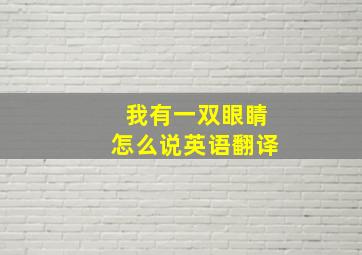 我有一双眼睛怎么说英语翻译