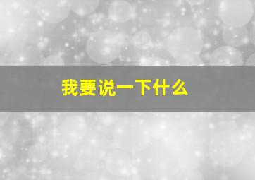 我要说一下什么