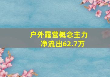 户外露营概念主力净流出62.7万