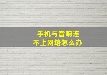 手机与音响连不上网络怎么办