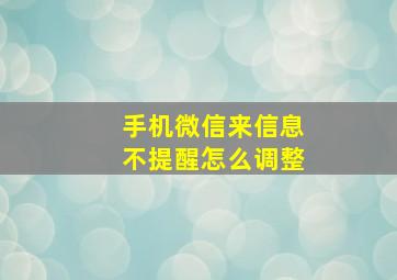 手机微信来信息不提醒怎么调整