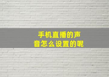 手机直播的声音怎么设置的呢