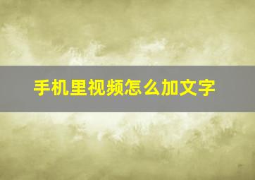 手机里视频怎么加文字