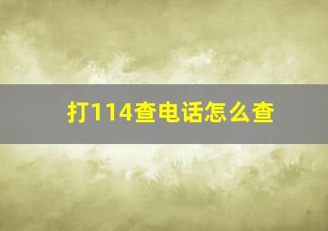 打114查电话怎么查