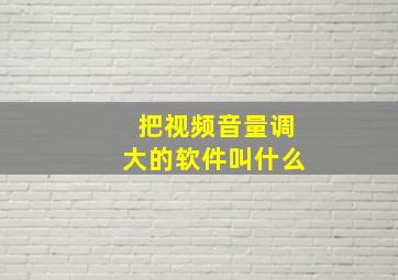 把视频音量调大的软件叫什么