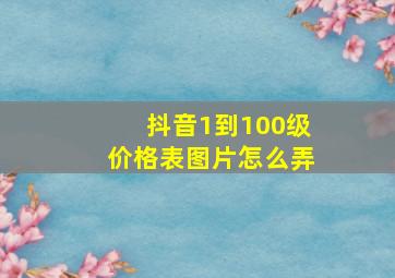 抖音1到100级价格表图片怎么弄