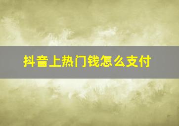 抖音上热门钱怎么支付