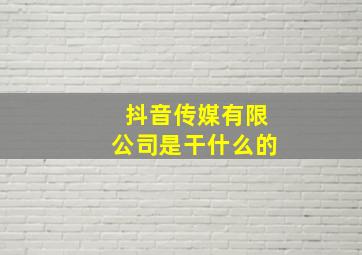 抖音传媒有限公司是干什么的