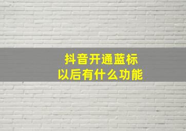 抖音开通蓝标以后有什么功能