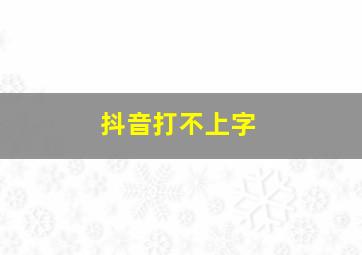 抖音打不上字