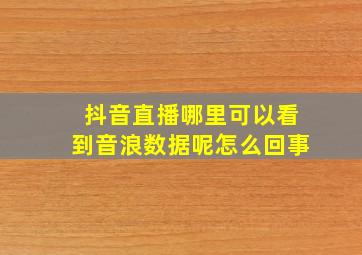 抖音直播哪里可以看到音浪数据呢怎么回事