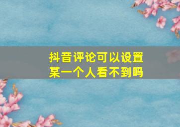 抖音评论可以设置某一个人看不到吗