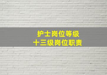 护士岗位等级十三级岗位职责