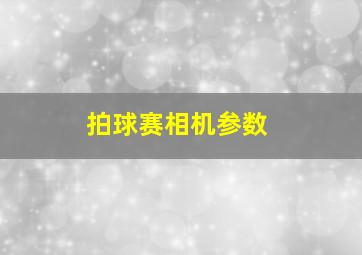 拍球赛相机参数