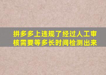 拼多多上违规了经过人工审核需要等多长时间检测出来